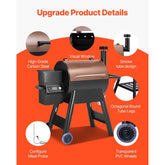 Wood Pellet Grill Smoker, 8 in 1 BBQ Grills for Outdoor Cooking, 575 Square Inches Cook Area Electric Smokers, with WiFi-app Control, LCD Screen Controller, Meat Probe, 500°F Max Temperature